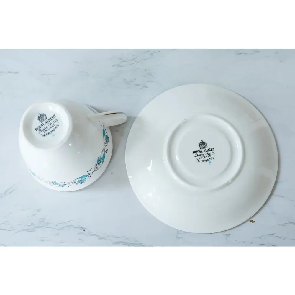 VTG 1950s Royal Albert Harmony Floral Teacup Set Cottage English Countryside MCM